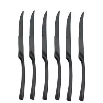 JANKNG 4/6/10 шт. Роскошные матовые черные ножи для стейка, набор столовой посуды, столовые приборы из нержавеющей стали, набор ножей, столовые приборы, набор ножей 4PCS чёрный