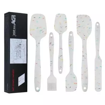JANKNG 6 шт. кухонная лопатка без бисфенола А силиконовые скребки антипригарные кремнеземные торты барбекю термостойкие кухонные принадлежности инструменты для выпечки белый