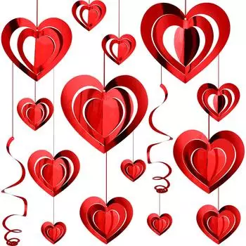 JANLOFO День Украшение Гирлянда в форме сердца Подвесная гирлянда в виде завитка Свадебное предложение Украшение вечеринки Юбилейное празднование Признание Украшение Фотография красный