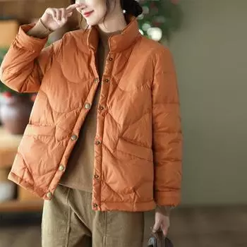 Janveny Winter White Duck Down Coat Women Ultra Light Short Thin Jackets Autumn Casual Slim Puffer Jacket Female Parkas Outwear XXL чёрный