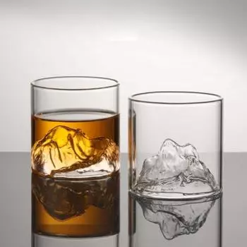 Japan 3D Mountain Whiskey Glass Transparent Glass Coffee Cup Heat Resistant Tea Drink Milk Juice Cup Vodka Cup Wine Tumbler чистый