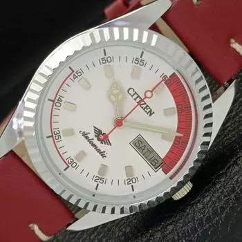 JAPAN 8200 MENS AUTOMATIC CITIZEN ВОССТАНОВЛЕННЫЕ ЧАСЫ С БЕЛЫМ ЦИФЕРБЛАТОМ a426219-2 RL620c-a426219