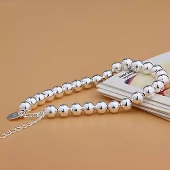 Japan and Korea fashion versatile silver matte bead bracelet, women s simple glossy round bead bracelet, student trend accessories