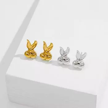Japan and South Korea s new cute bunny shape natural pearl pendant temperament versatile 925 silver needle stud earrings women s fashion золотой