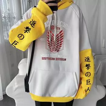Japan Anime Attack on Titan Wings of Liberty Logo Zipper Hoodies Men Women Oversized Loose Warm Black Casual Zipper Jacket Coats XS белый