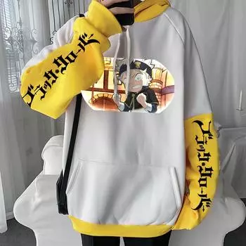 Japan Anime Black Clover Asta Cute Graphic Printed Hooded Men Women Hoodies Plus Size Sweatshirt Harajuku Male Streetwear xs чёрный