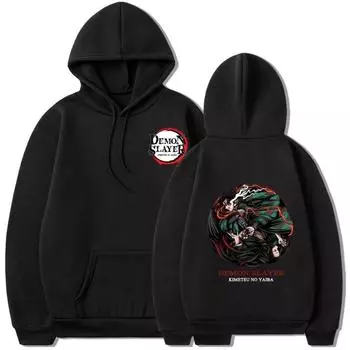 Japan Anime Demon Slayer Kamado Tanjirou Hoodies Casual Kimetsu No Yaiba Harajuku Cartoon Oversized Sweatshirts S