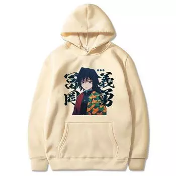 Japan Anime Demon Slayer Tomioka Giyuu Graphic Print Hooded Hoodie Men Women Sweatshirts Harajuku S
