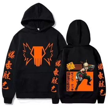 Japan Anime My Hero Academia Bakugou Hoodie XS чёрный