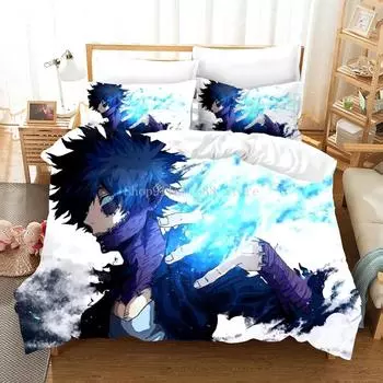 Japan Anime My Hero Academia Printed Bedding Set Cartoon Duvet Covers Pillowcases Comforter Bedding Set Bedclothes Bed Linen Eu Single 135x200cm