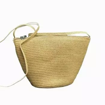 Japan fashion Non-Printed Paper Woven Shell Bag Crossbody Bag Women Woven Shoulder Bag Bronze YKK Zip-up Lightweight Portable Bag Bucket-shaped paper bag (light brown)