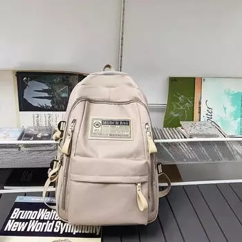 Japan Imported Large Capacity Male High School Student Middle School Student Backpack Backpack Female Student Student Computer Bag Khaki medium without pendant