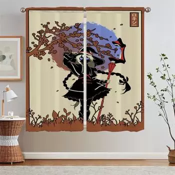 Japan Line Artnime кухонные шторы для украшения гостиной затемняющие шторы подхваты щупальца затемняющие шторы 2 шт комплект W50xH70cmx2pcs-CL