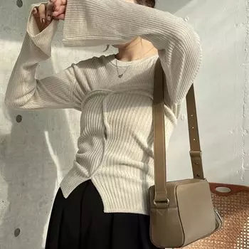 Japan Noble Brand CP Pure Original 25 Spring NEW round Neck Thin Transparent Knitted Long sleeve Bottoming Shirt Comfortable Breathable All-Matching Gray single long sleeve inner wear All yards