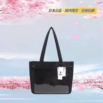Japan Wego Ribbon Pain Bag Genuine Goods in Stock Satin L Size Large Capacity Tote Bag White Leather Surface S Size Millet Bag WEGO large intestine Black