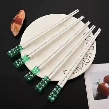Japanese 5/10 Pairs Chopsticks Non-Slip Sushi Chop Sticks Set Chinese Eco-Friendly Reusable Amber Sakura Pattern Chopsticks