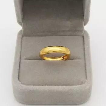 Japanese and Korean Couple Open Wedding Artificial Gold Ring Thick gold smooth ring narrow version