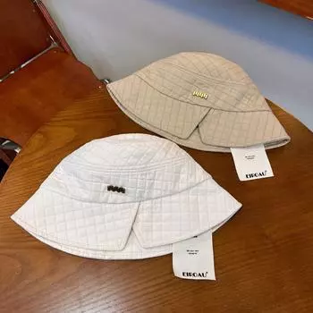 Japanese and Korean sunscreen bucket hat autumn new cotton pressing open and bucket hat exquisite iron standard foreign style shows small face M56-58cm чёрный