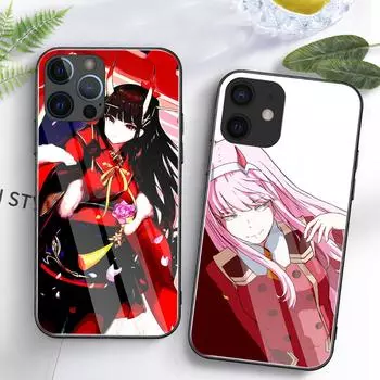 Чехол из закаленного стекла с японским аниме DARLING in the FRANXX для iPhone 6 6s 7 8 14 Plus X Xs Max Xr 11 12 13 14 Pro Max Se2020 iPhone 6 6s