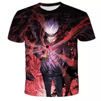 Japanese Anime Jujutsu Kaisen T-Shirts 3D Printed Summer Quick Dry Round Neck Short Sleeves for Men Polyester Do Not Fade XXS