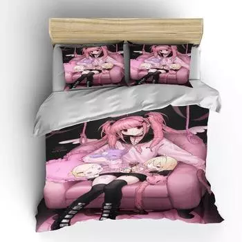 Japanese Anime Moe Double Bed Duvet Cover Bed European Bedding Sets Home Textiles Luxury Pillow Cases Bedroom Bedding Sets EU single(135x200cm)