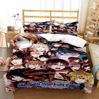 Japanese Anime Polyester Bedding Sets Boys Covers Boys Duvet Cover Set For Teens Bedding Set cover&2pcs Pillowcase 70x133cm 2pcs