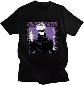 Japanese Anime Spellback Battle Graphic Print Casual Round Neck Top Short Sleeve Women Unisex T-Shirt 4XL чёрный