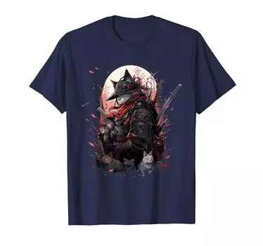 Japanese Art Cat Ninja Anime Style Samurai Cat Ukiyo-e T-Shirt