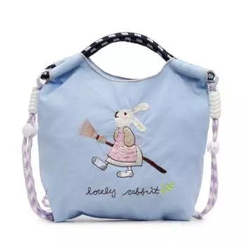 Japanese Ballchain New Arrival Homemade Embroider Mini Eco-friendly Bag Women s Summer Phone Holder Small Handbags Blue/Apron Rabbit