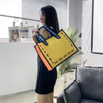 Японская парусиновая сумка для женщин, новинка 2023 года, аниме, мультфильм, 2D3D, большая вместительная сумка, студенческая сумка на плечо