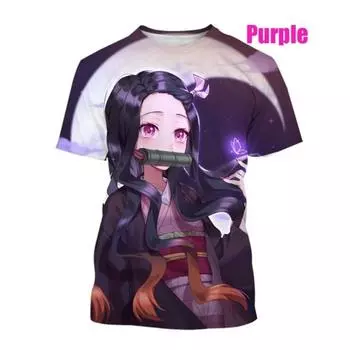 Футболка с японским мультяшным принтом в 3D-стиле «Аниме-убийца демонов», унисекс, короткий рукав, повседневная, милая, футболка, топы 4XL