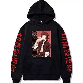 Japanese Cartoon College Print Casual Hooded Sweater XS