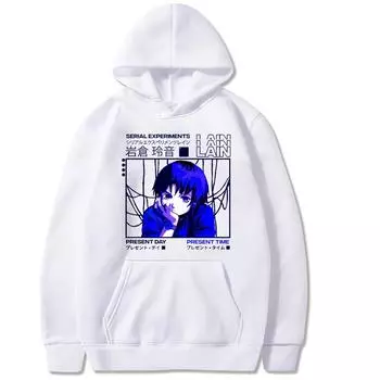 Свободный свитер с капюшоном и принтом в японском стиле XS серый