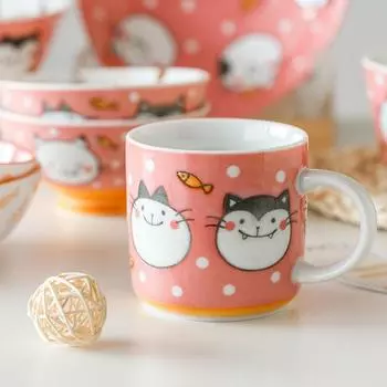 Japanese Ceramic Cup, Cat Mug, Breakfast, Dessert, Water Cups, Milk, Coffee Cute Drinkware 201-300ml