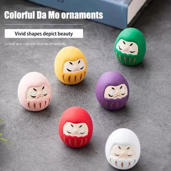 Japanese Ceramic Daruma Doll Crafts Lucky Charm Fortune Ornament Landscape Home Desk Decor Miniature Gifts Accessories