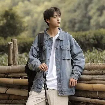 Японская джинсовая куртка мужская Cityboy High Street Top Trend Brand Ruffian Handsome Hong Kong Style Jacket M синий