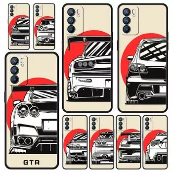 Japanese GTR Racing Car JDM Phone Case For Oppo A54 A53 A52 A9 2020 A15 A95 A16 A76 A74 A12 Find X5 SE Reno6 Pro Plus 5G Cover Oppo Reno6