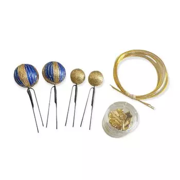 Japanese hair blue ball gold wedding graduation clothing, ornament, gold, kanzashi, gold, mizuhiki, leaf, coming-of-age ceremony, ceremony, ceremony, синий