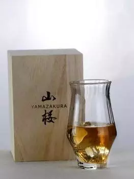 Japanese Handmade Art Design Wine Glass, Artwork Wood Gift Box, Whiskey Irregular Brandy Snifter Cup 1PCS
