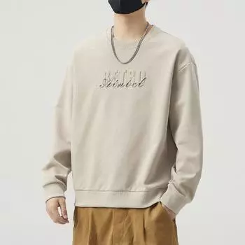 Japanese Heavy-Duty Long-Sleeved Sweater Men S Spring And Autumn Loose Round Neck Trendy Brand Printed Casual Jacket On Clothes M