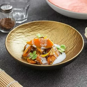 Japanese high-end restaurant Golden Bowl Hotel commercial salad bowl High-end ceramic tableware Creative molecular cooking bowl