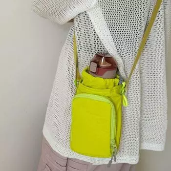 Japanese Import Lightweight Mobile Phone Bag Male and Female Students Kettle Bag Umbrella Bag Crossbody Bag out Sports Water Cup Shoulder Bag Fluorescent Green