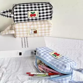 Японский кавайный вышитый пенал большой емкости симпатичные сумки для хранения Flora Cherry Bear канцелярские принадлежности школьные принадлежности