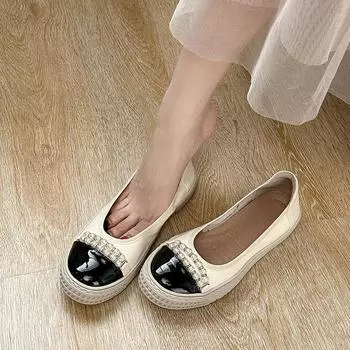 Japanese loafers 2024 princess shoes round head shallow mouth flat bottom one pedal lazy shoes British style platform single shoes women 34