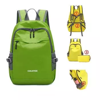 Japanese Non-Printed Ultra-Thin Foldable Backpack Primary School Students Tutorial Schoolbag Kids Spring Outing Outdoor Travel Grass green 12L [Foldable] over 6 years old