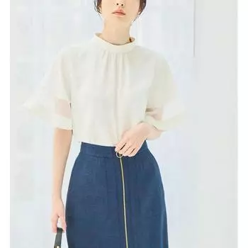 Japanese Order Original Order 2024 Summer New Arrival Thin Western Style Temperament Wild round Neck Mesh Stitching Short Sleeve Shirt for Women White F