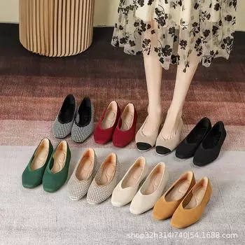 Japanese princess shoes 2025 spring and summer new versatile flying woven shoes low heel round head shallow mouth casual single shoes women 34