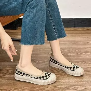 Japanese princess shoes fisherman shoes 2024 shallow mouth single shoes women s knitted woven shoes flying woven flat bottom breathable loafers women 34