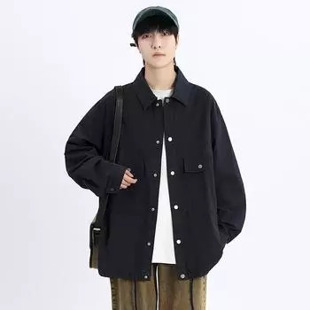 Japanese Retro Long-sleeved Jacket Men s Spring and Autumn New Loose Casual Shirt American High Street Trendy Brand Handsome Jacket M