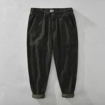 Japanese Retro Style Corduroy Men Pants Pure Cotton Autumn and Winter Comfort Men Trousers Straight Thicken Cargo Pants 29